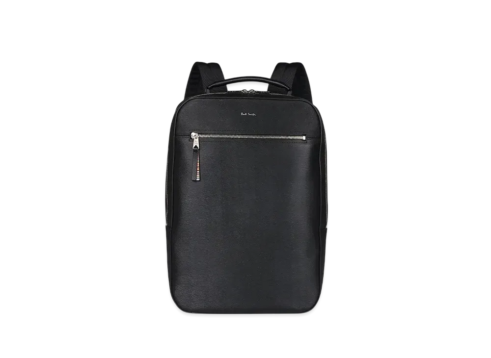 Paul Smith Straw Grain Leather Backpack "Black"