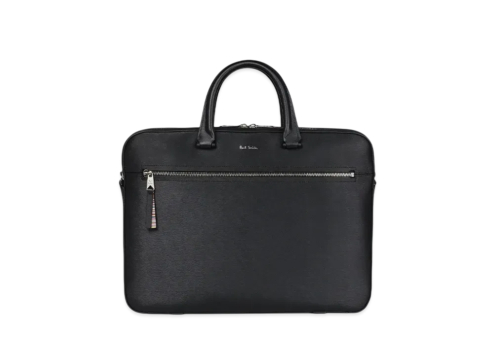 Paul Smith Straw Grain Leather 2Way Briefcase "Black"