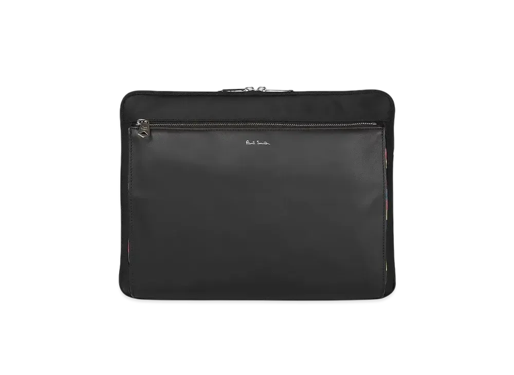 Paul Smith Nylon Bright Stripe Trim Document Case "Black"