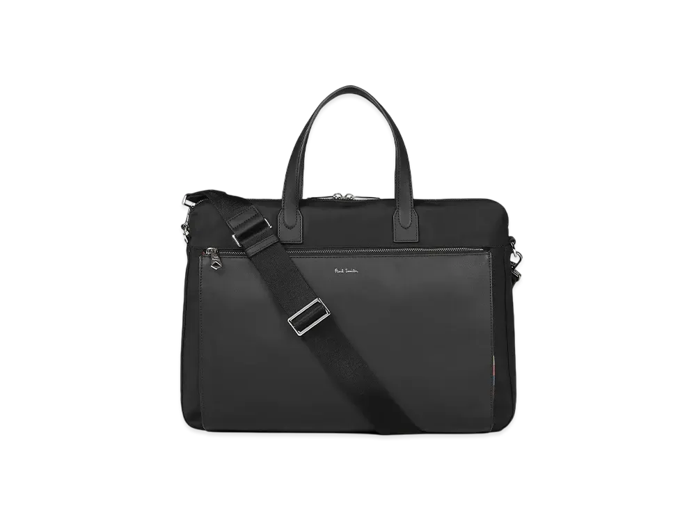 Paul Smith Nylon Bright Stripe Trim Briefcase "Black"