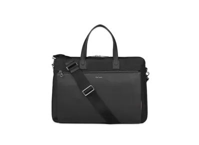 Paul Smith Nylon Bright Stripe Trim Briefcase "Black"