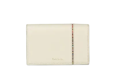 Paul Smith Signature Stripe Inverted Business Card Holder "Ivory"