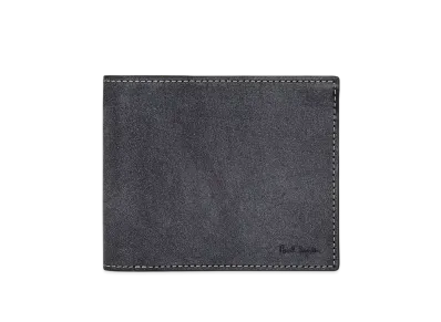 Paul Smith Waxed Leather Bifold Wallet "Black"