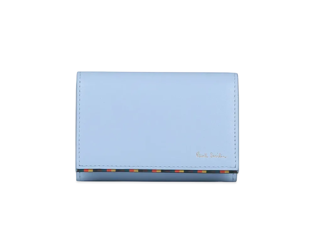 Paul Smith Bright Stripe Trim Business Card Holder "SaxBlue"