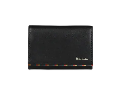 Paul Smith Bright Stripe Trim Business Card Holder "Black"