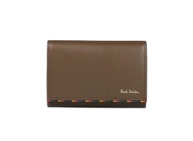 Paul Smith Bright Stripe Trim Business Card Holder "Brown"