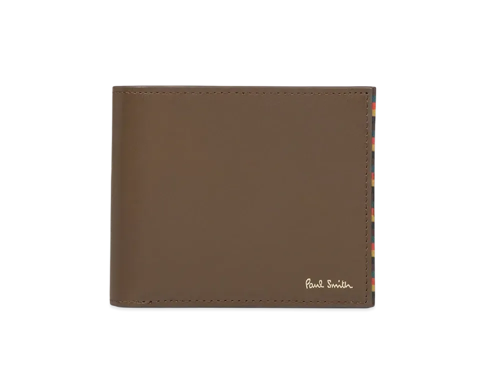 Paul Smith Bright Stripe Trim Bifold Wallet "Brown"