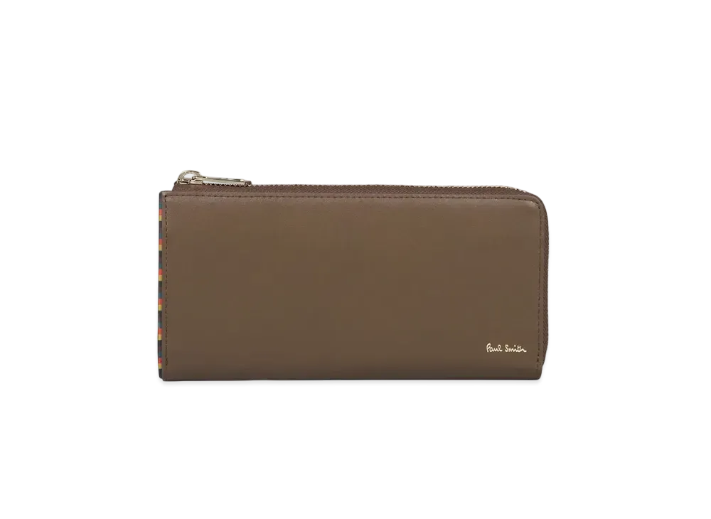 Paul Smith Bright Stripe Trim Long Wallet "Brown"