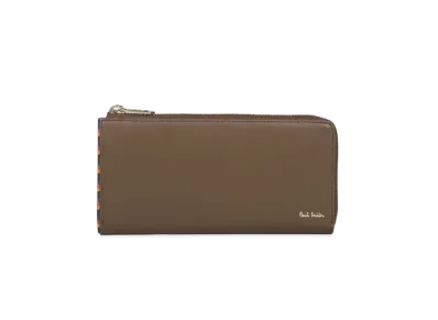 Paul Smith Bright Stripe Trim Long Wallet "Brown"