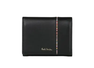Paul Smith Signature Stripe Inverted Trifold Wallet "Black"