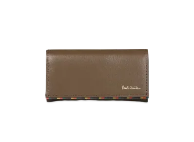 Paul Smith Bright Stripe Trim Key Case "Brown"