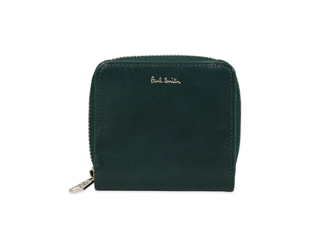 Paul Smith Vegetarian Round Zip Bifold Wallet "DarkGreen"