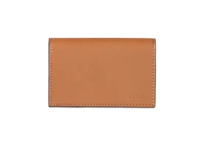 Paul Smith Vegetarian Striped Trim Business Card Holder "Camel"