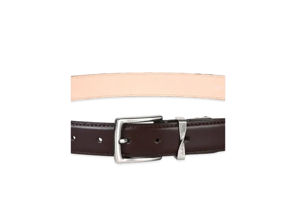 Paul Smith Twisted Loop Logo Leather Belt "Burgandy"