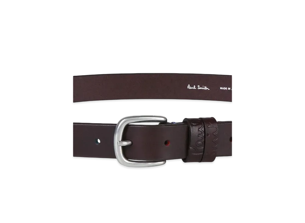 Paul Smith Color Stitch Embossed Logo Belt "DarkBrown"