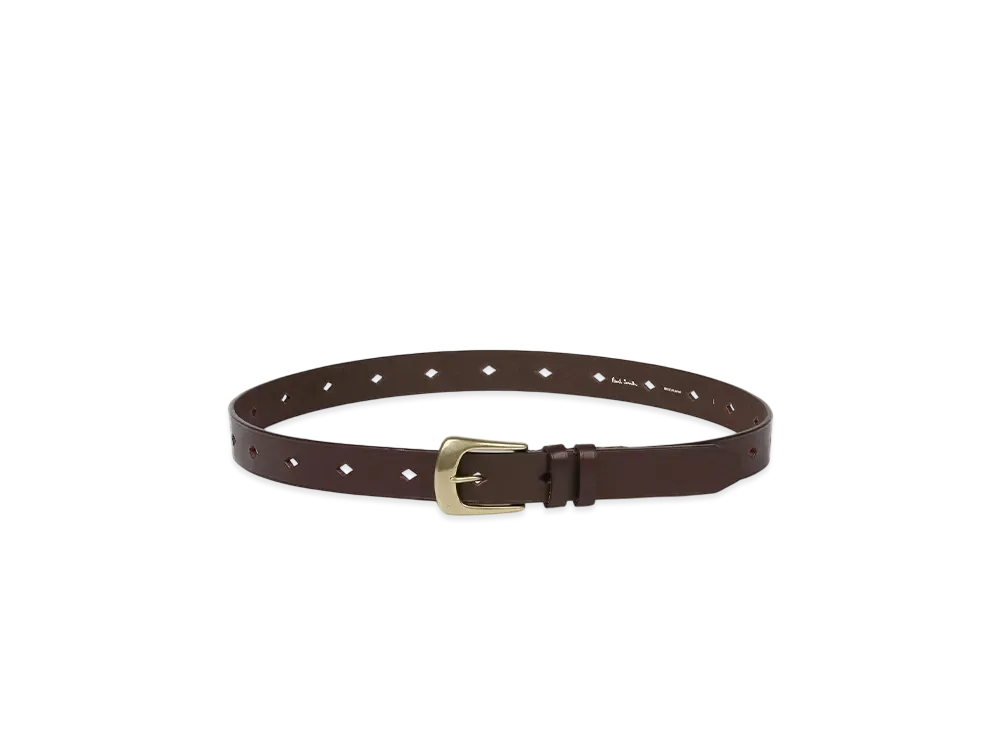 Paul Smith Diamond Hole Leather Belt "DarkBrown"