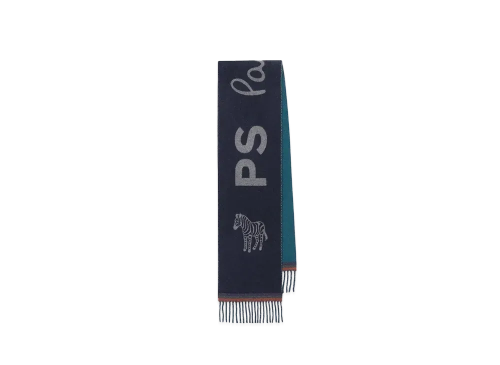 Paul Smith PS Zebra Double Face Muffler "Navy"
