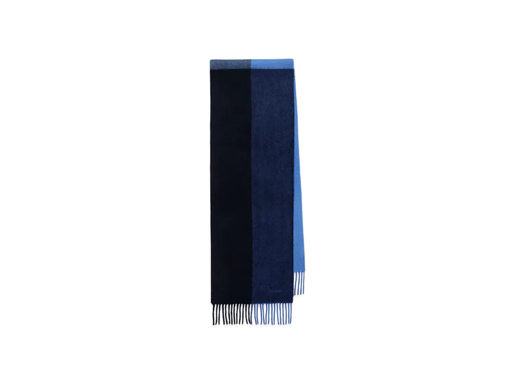 Paul Smith Color-Blocking Cashmere-Blend Scarf "Navy"