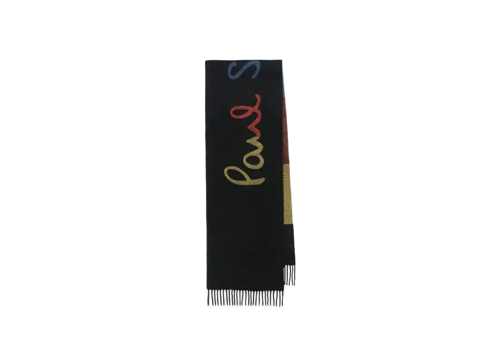 Paul Smith Big Logo Reversible Wool Scarf "Black"