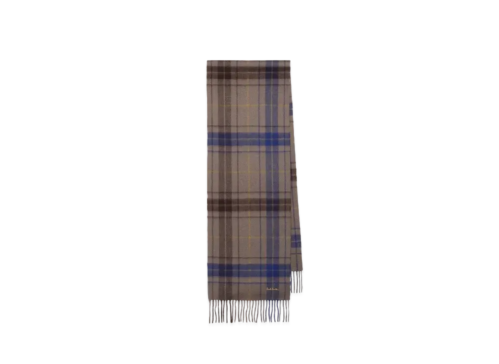 Paul Smith Modern Tartan Cashmere Blend Scarf "Brown"