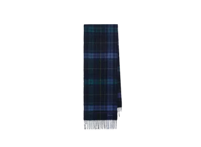 Paul Smith Modern Tartan Cashmere Blend Scarf "Navy"