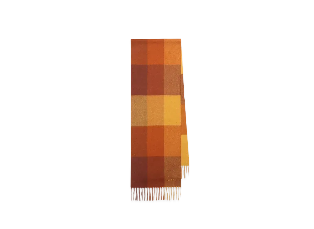Paul Smith Block Check Cashmere Blend Scarf "LightYellow"