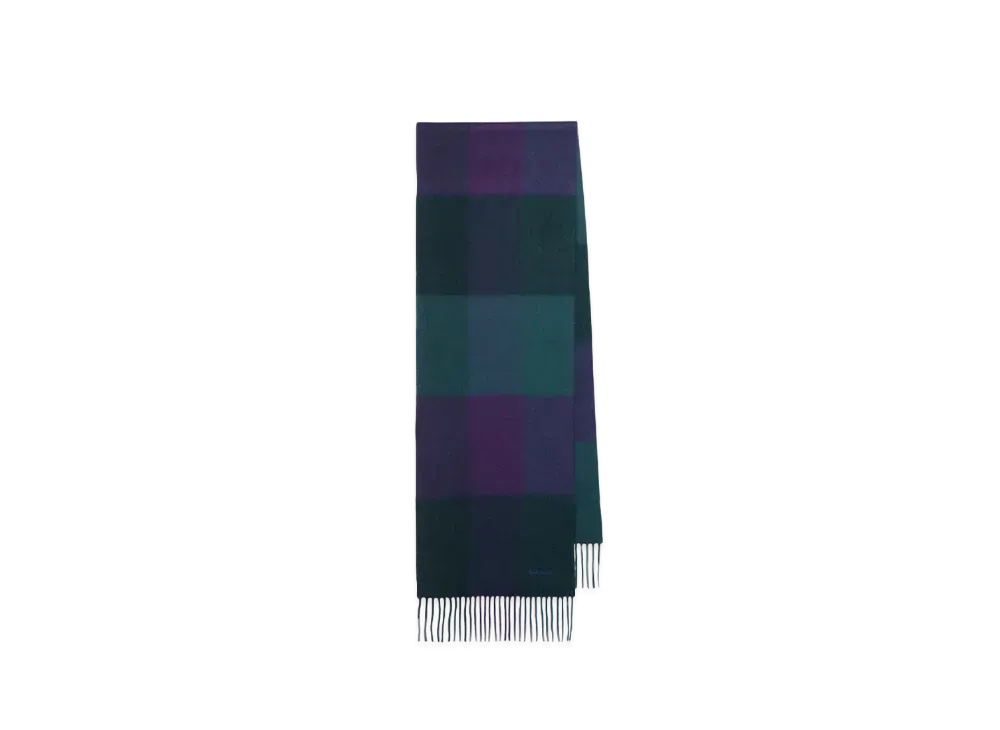 Paul Smith Block Check Cashmere Blend Scarf "Green"