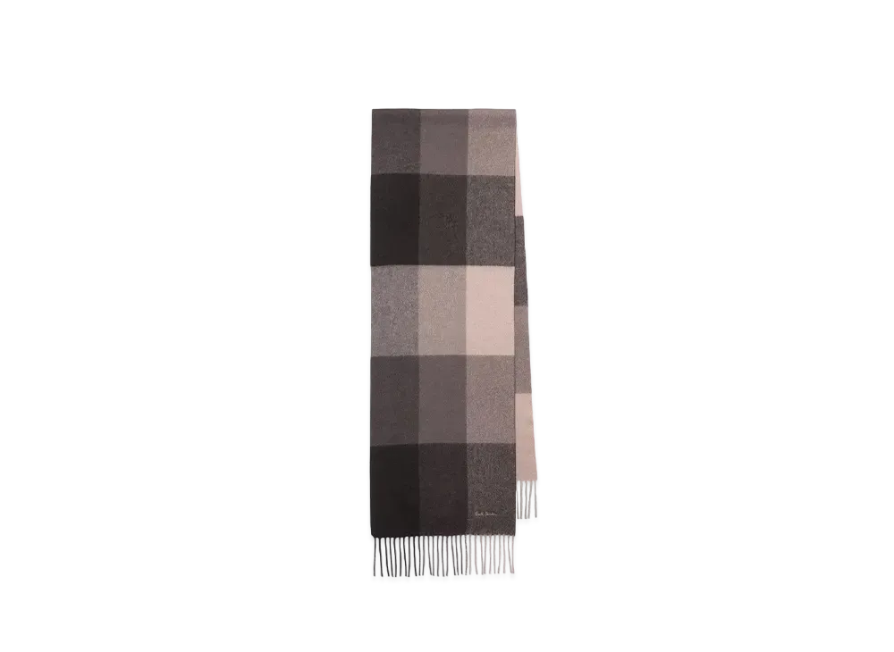 Paul Smith Block Check Cashmere Blend Scarf "Brown"