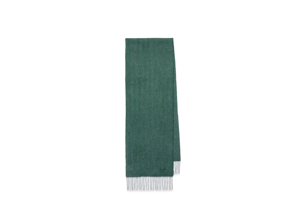 Paul Smith Embroidered Logo Wool Scarf "Green"