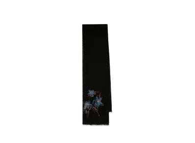 Paul Smith Magnolia Embroidered Scarf "Black"