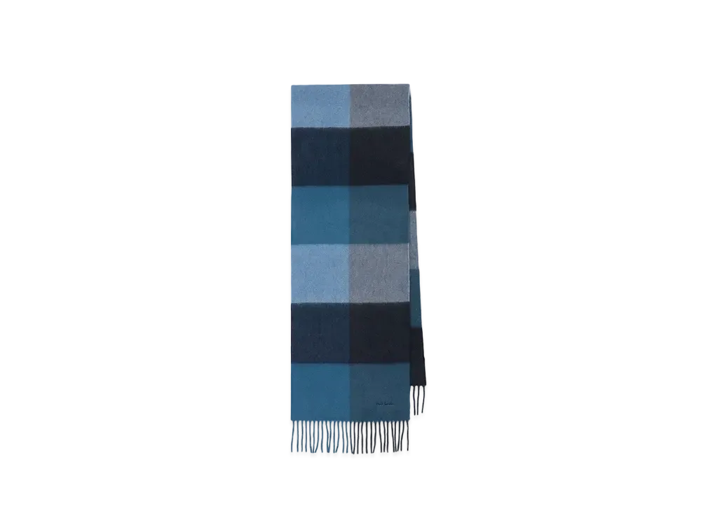 Paul Smith Block Check Cashmere Muffler "Navy"