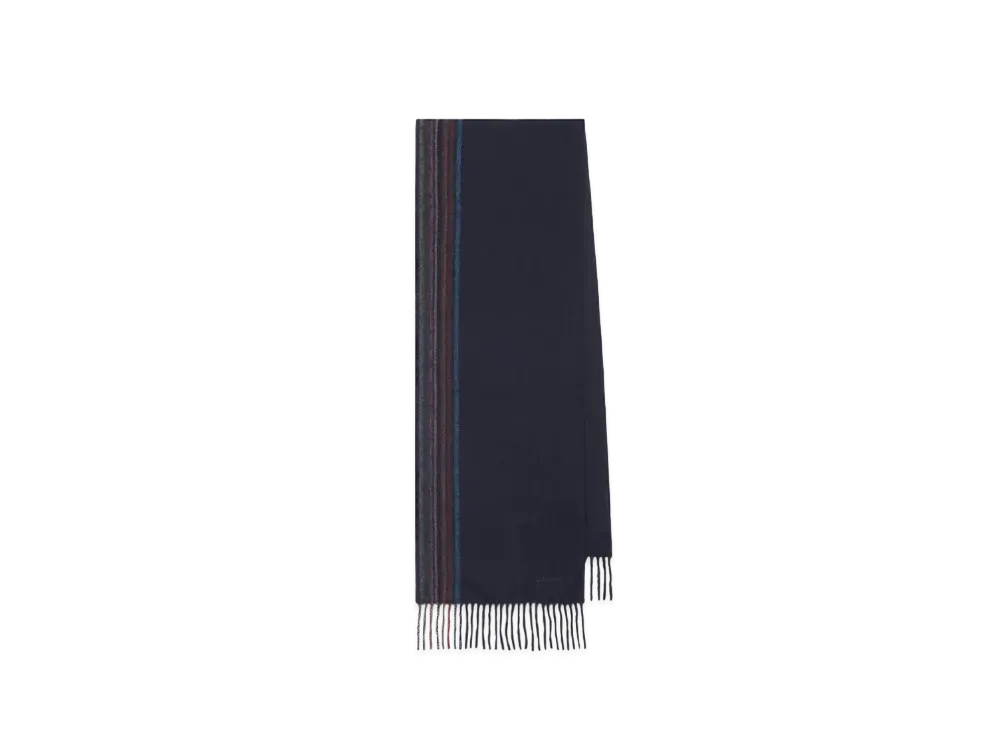 Paul Smith Signature Stripe Line Cashmere Scarf "Navy"