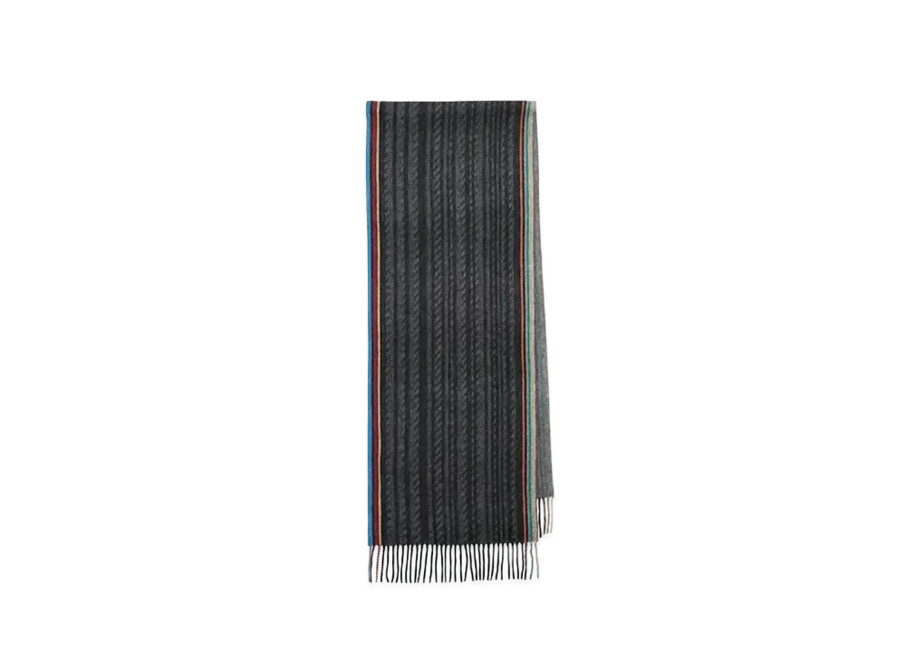 Paul Smith Signature Striped Edge Wool Scarf "Black"