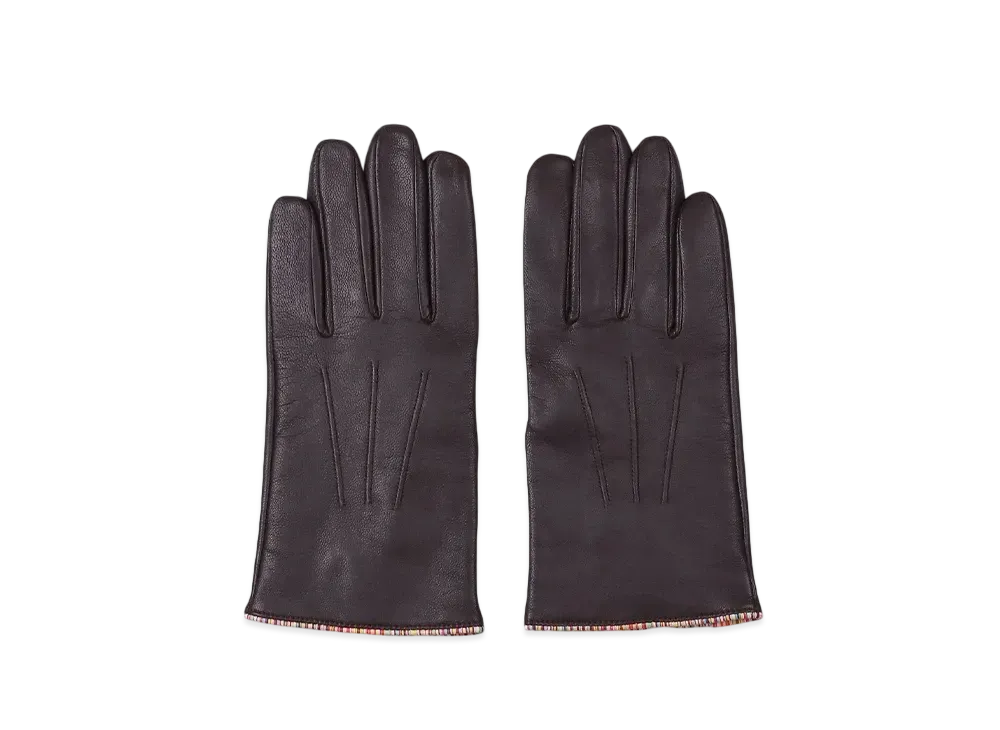 Paul Smith Signature Stripe Piping Leather Gloves "DarkBworn"
