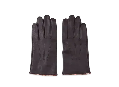 Paul Smith Signature Stripe Piping Leather Gloves "DarkBworn"