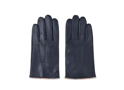 Paul Smith Signature Stripe Piping Leather Gloves "Navy"