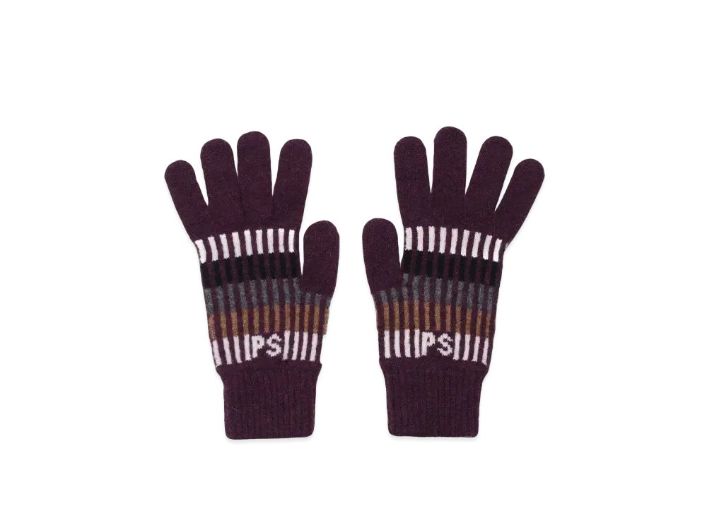 Paul Smith Logo-Jacquard Knit Gloves "DarkRed"