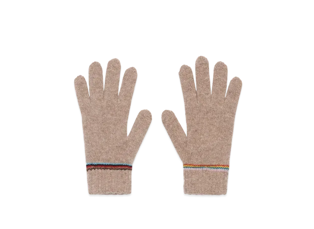 Paul Smith Signature Stripe Knit Gloves "Beige"