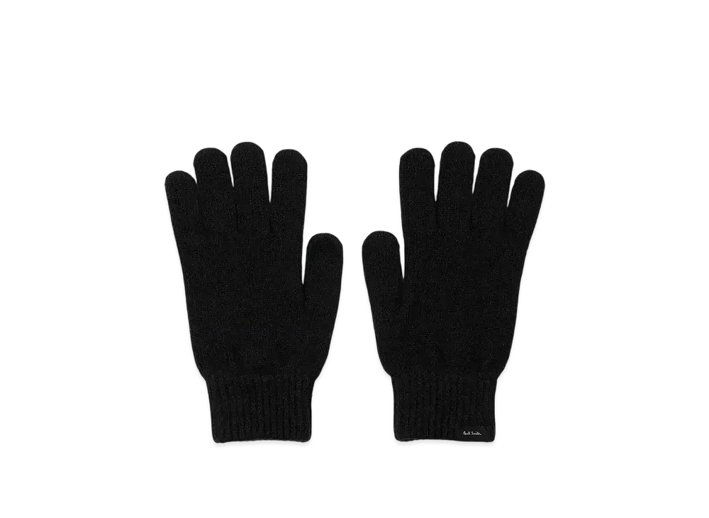 Paul Smith Logo Tab Knit Gloves "Black"