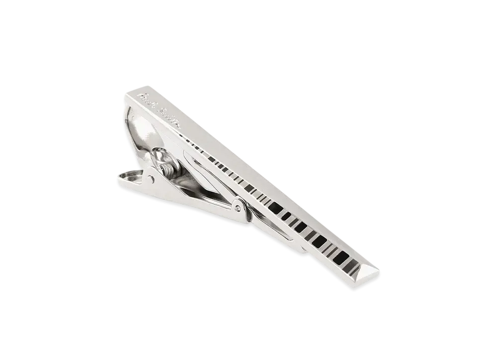 Paul Smith Diagonal Shadow Stripe Tie Bar "Silver"
