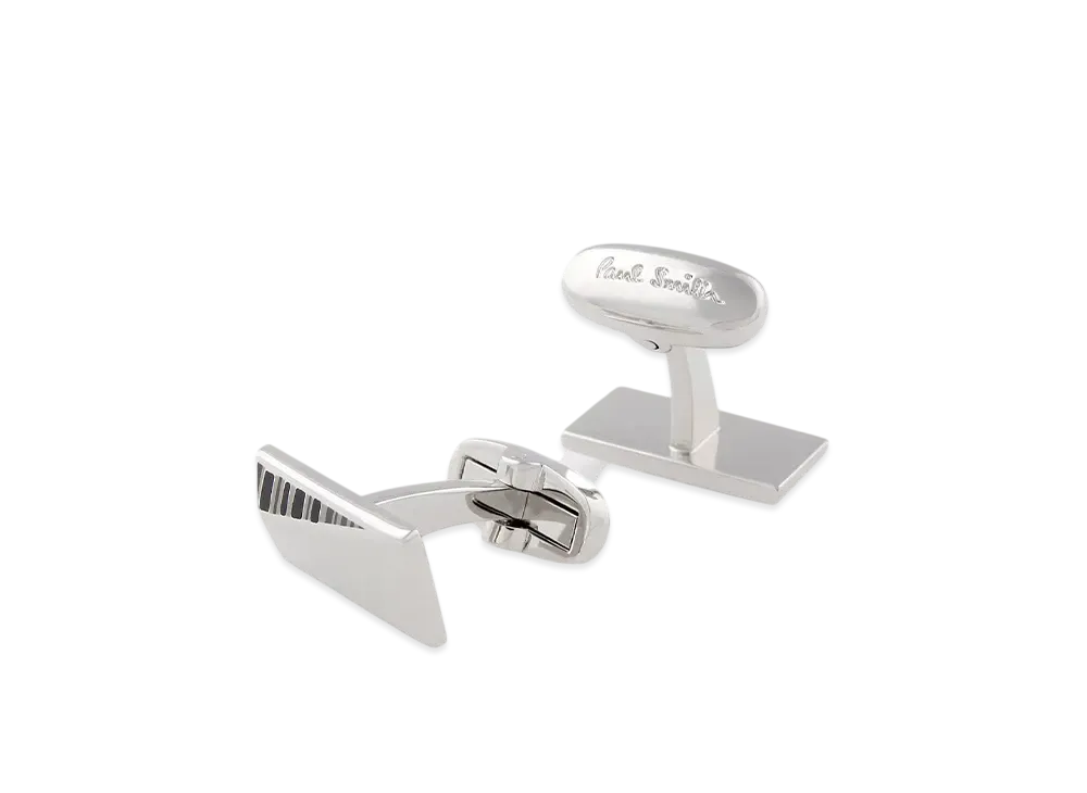 Paul Smith Diagonal Shadow Stripe Cufflinks "Silver"