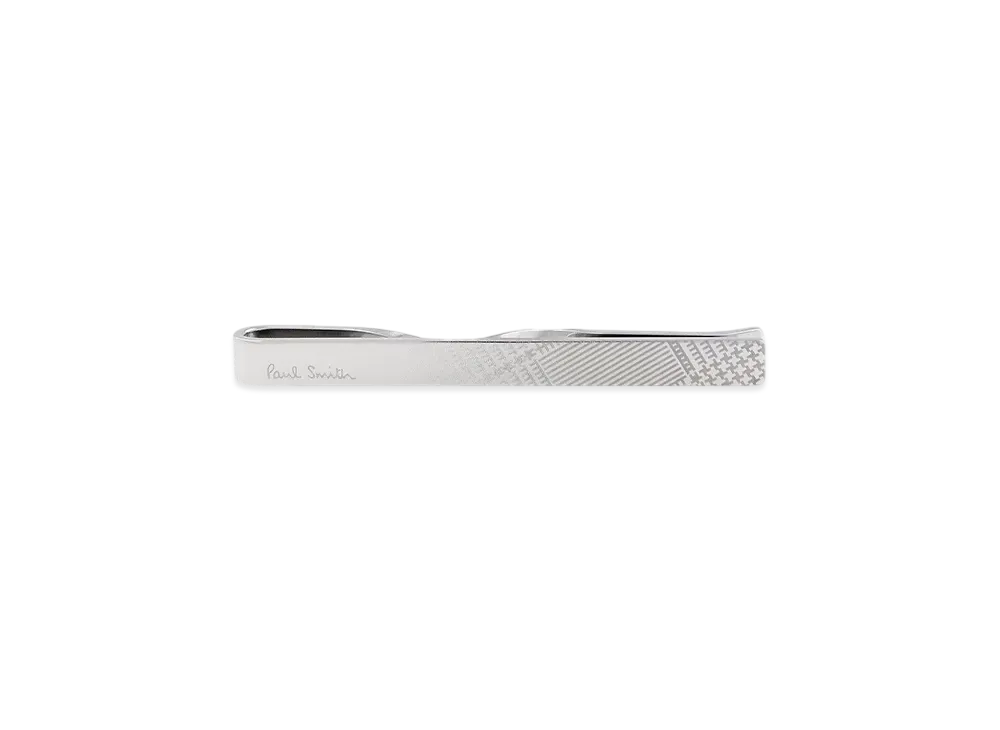 Paul Smith Glen Check And Logo Reversible Tie Bar "Silver"