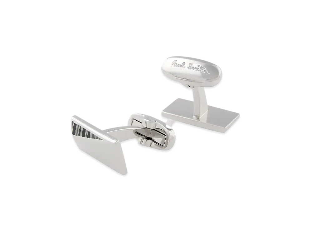 Paul Smith Diagonal Shadow Stripe Cufflinks "Silver"