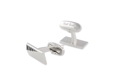 Paul Smith Diagonal Shadow Stripe Cufflinks "Silver"