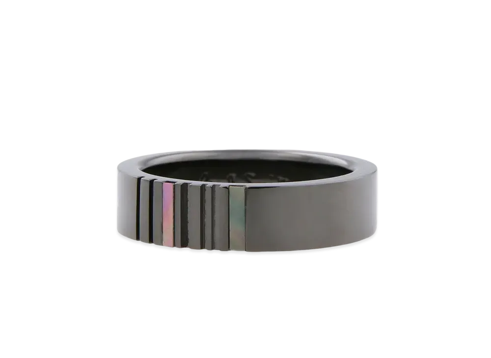 Paul Smith Striped Shell Ring "Black"