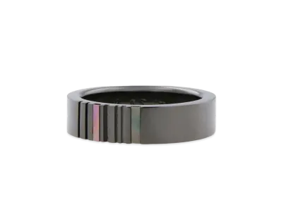Paul Smith Striped Shell Ring "Black"