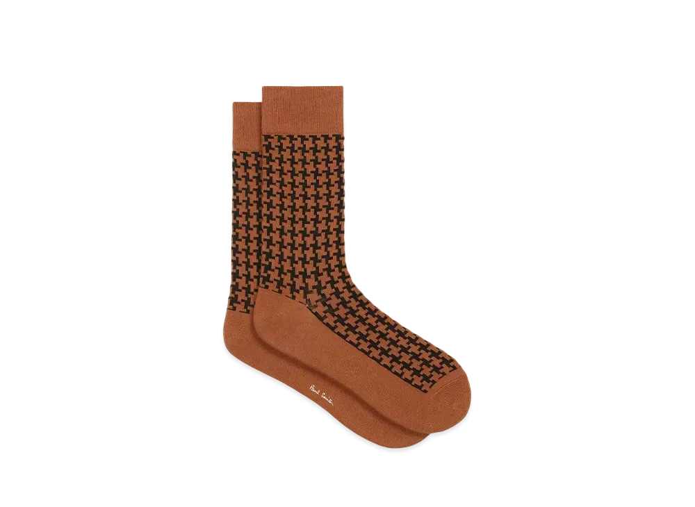 Paul Smith Houndstooth Socks "DarkOrange"