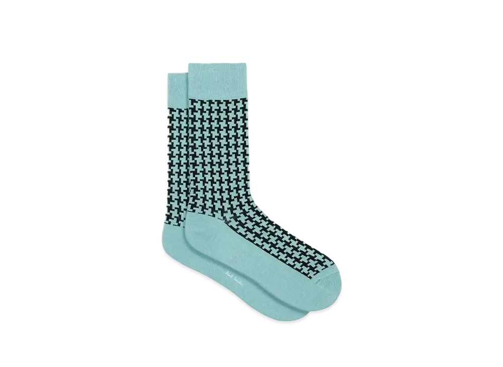 Paul Smith Houndstooth Socks "Green"