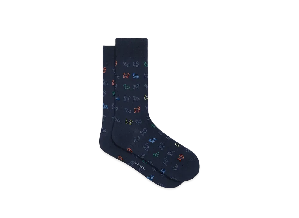 Paul Smith Sketch Dogs Socks "Navy"