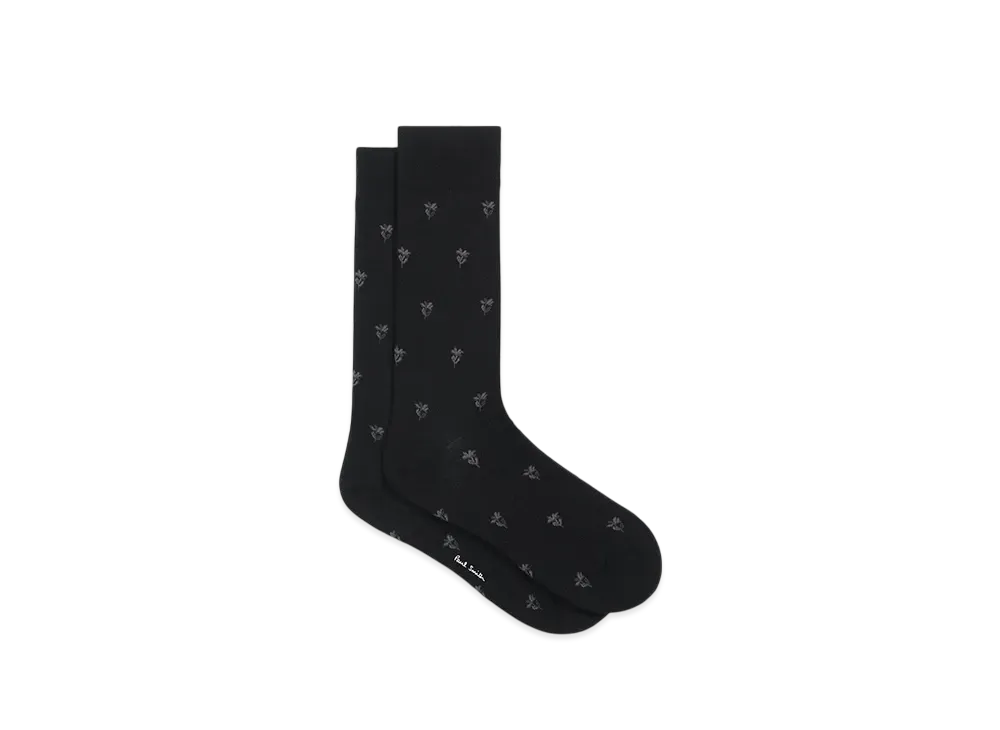 Paul Smith Stem Floral Socks "Black"